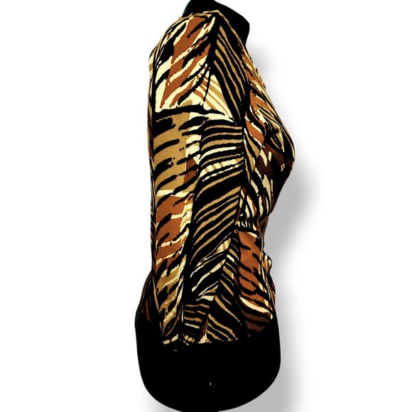 RUBY RD Women's Petite Large Tropical Safari print Button Cardigan, 3/4 sleeve - Picture 4 of 5